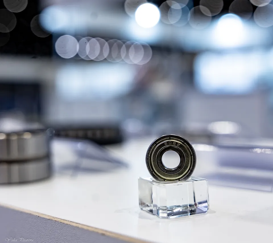 A small ball bearing on a clear display stand