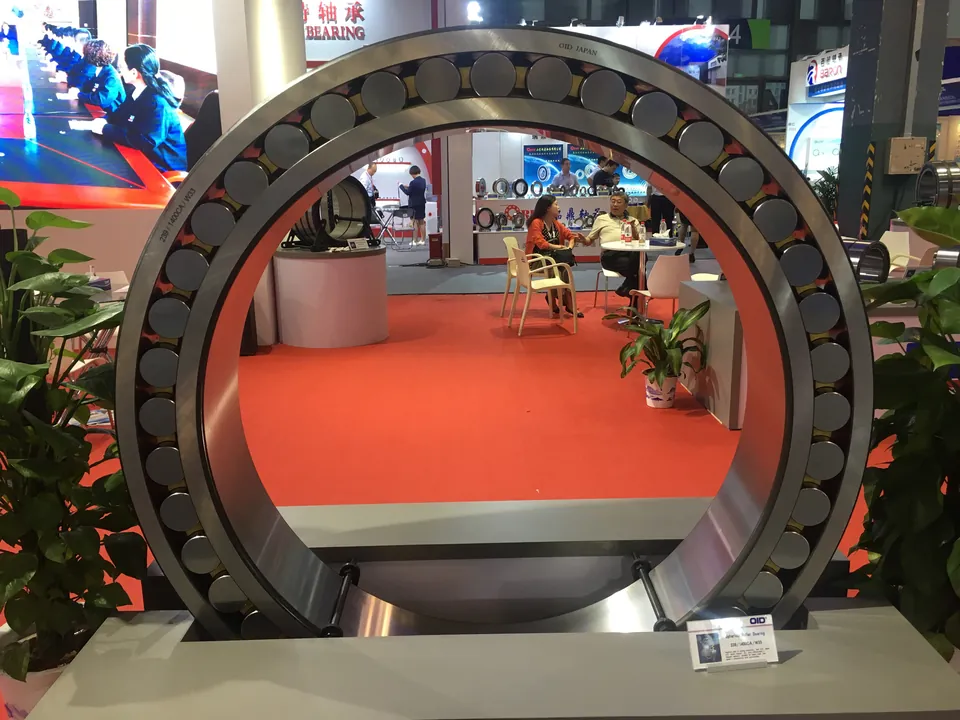 A large roller bearing on a floor display stand