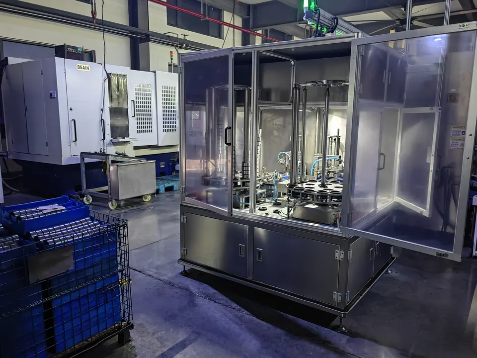 An enclosed machine work zone in the production shop